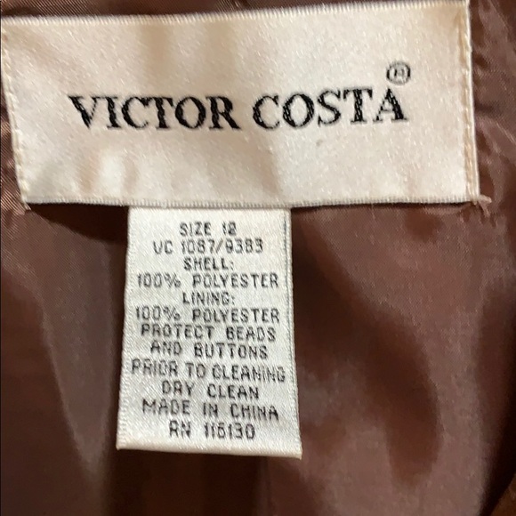 VICTOR COSTA jacket brn/blue.. SZ 12••poly - Picture 5 of 6
